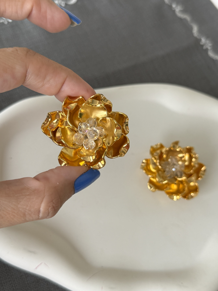 Gold Çiçek düğme kapakları