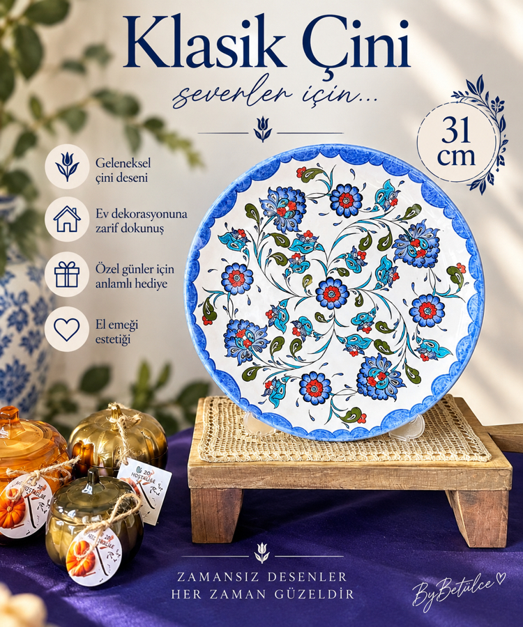 31 cm Klasik Çini Tabak