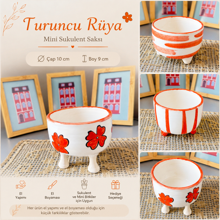 Turuncu Rüya -Çini Saksı