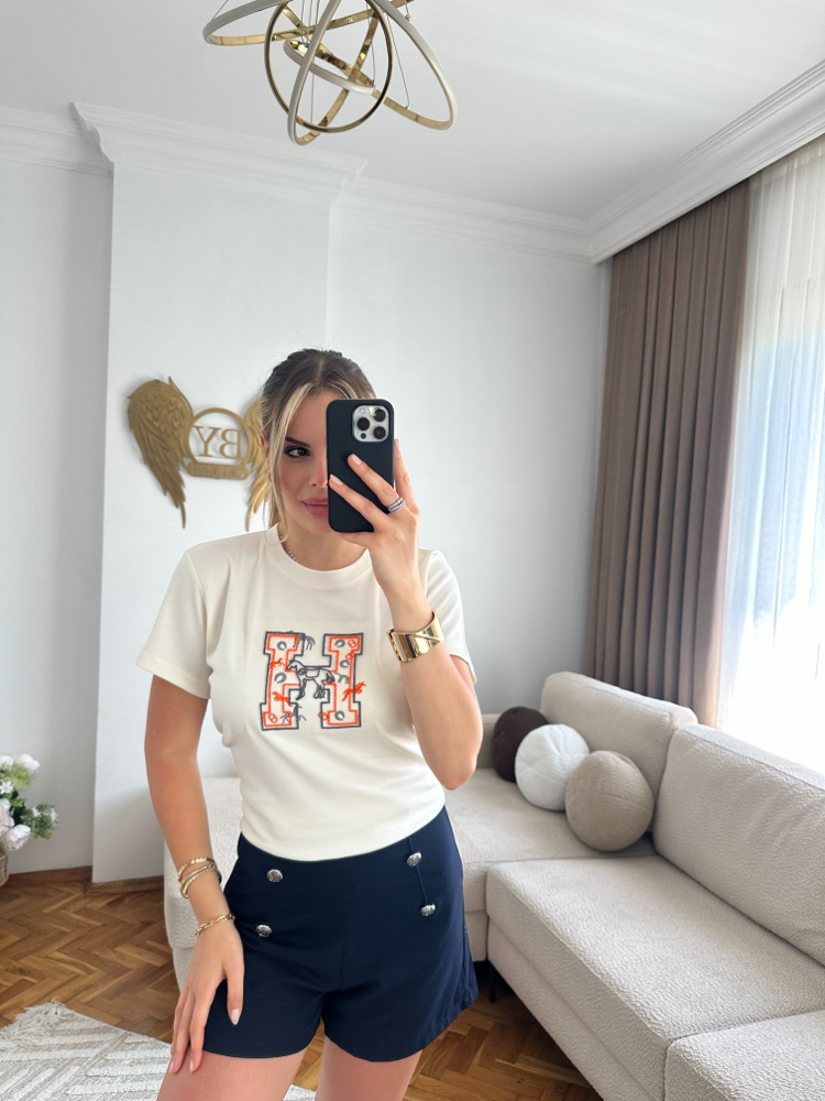 Hermes nal detay Tişört 