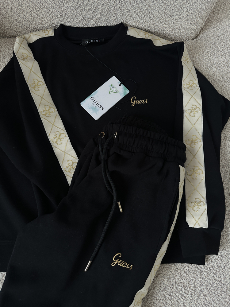 Guess Modal Şeritli Eşofman Takımı Siyah 