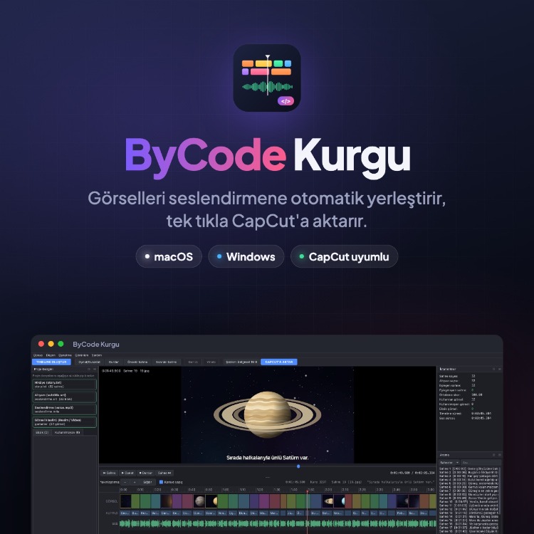 ByCode Kurgu – Görselleri Seslendirmeye Otomatik Yerleştir, Tek Tıkla CapCut'a Aktar 