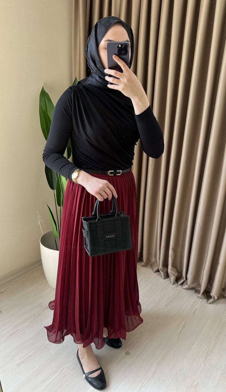 Şifon Etek bordo