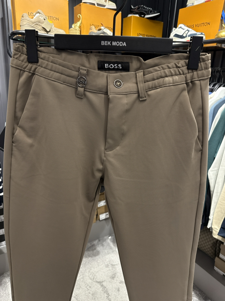 Boss Kışlık Kırışmayan Kumaş Jogger Pantolon (1219-Bej)