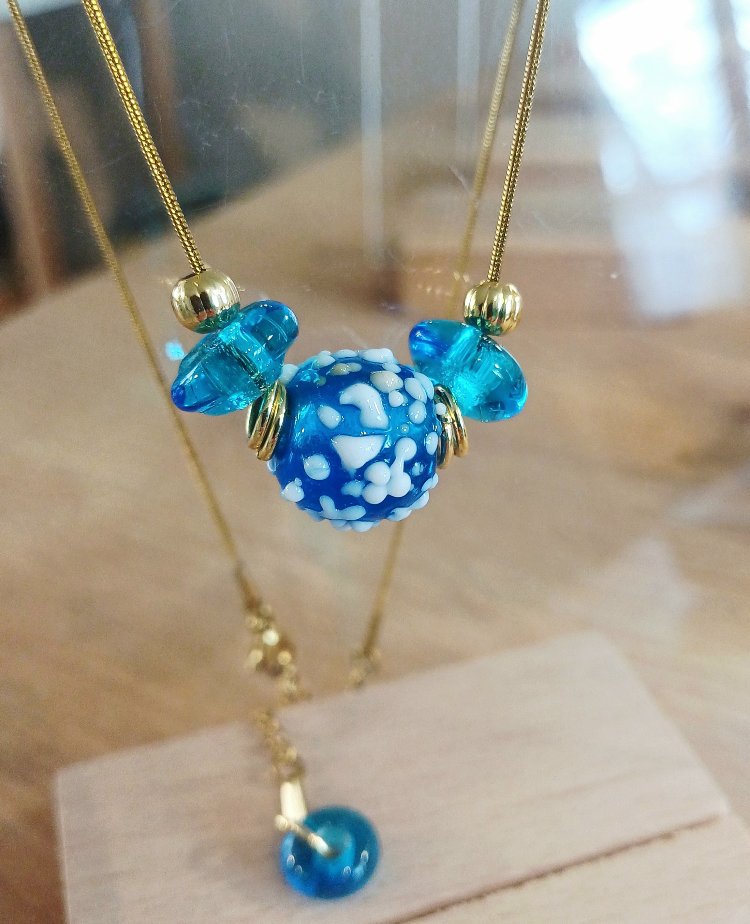 Murano Cam Mavi Kolye / Mina 