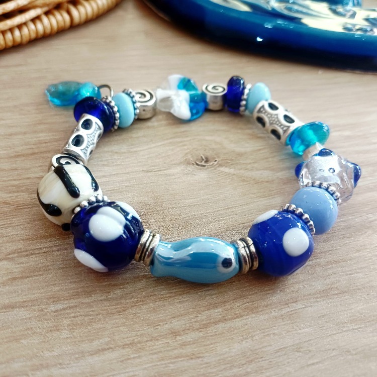 Murano Cam Charm Bileklik / Denizin Kalbi