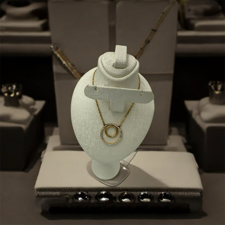 925 Ayar Gümüş İç İçe Geçmiş Gold Çift Halka Kolye