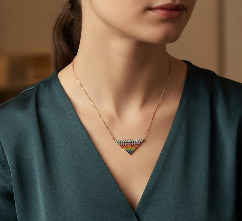 Minimalist Gökkuşağı Taşlı Kolye