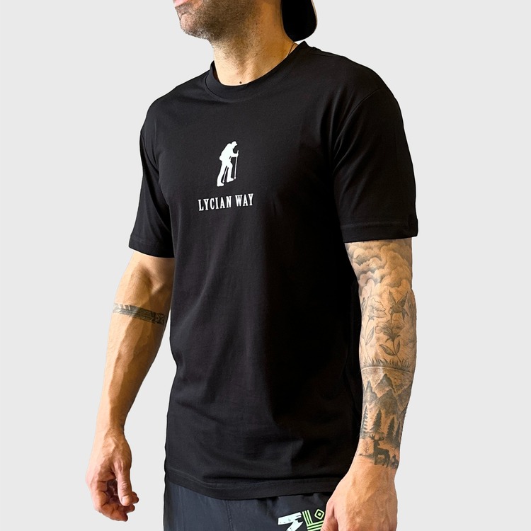 LİKYA YOLU HARİTALI T-Shirt - SİYAH