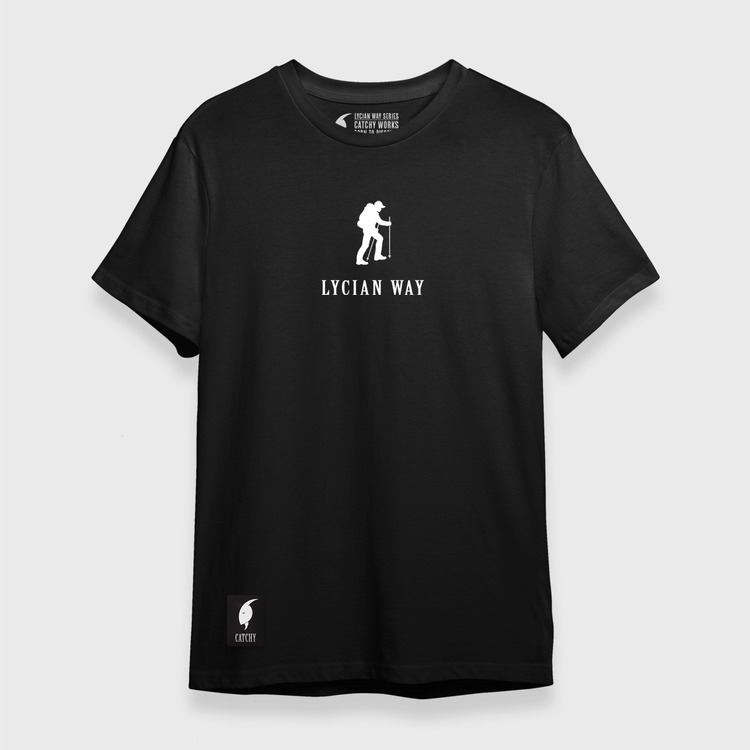 LİKYA YOLU HARİTALI T-Shirt - SİYAH