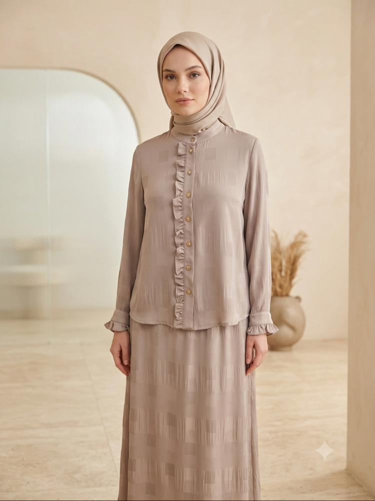 Bürümcük Etekli Takım Bej / 27246