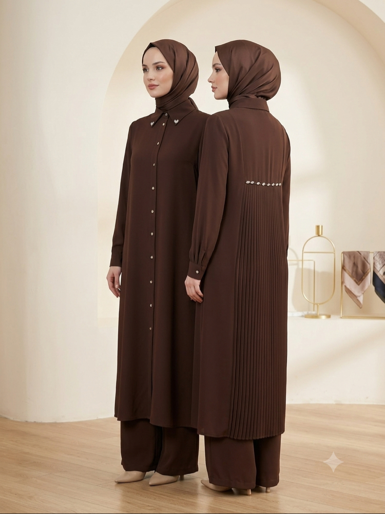 Uzun Tunik Takım Kahve / 56242