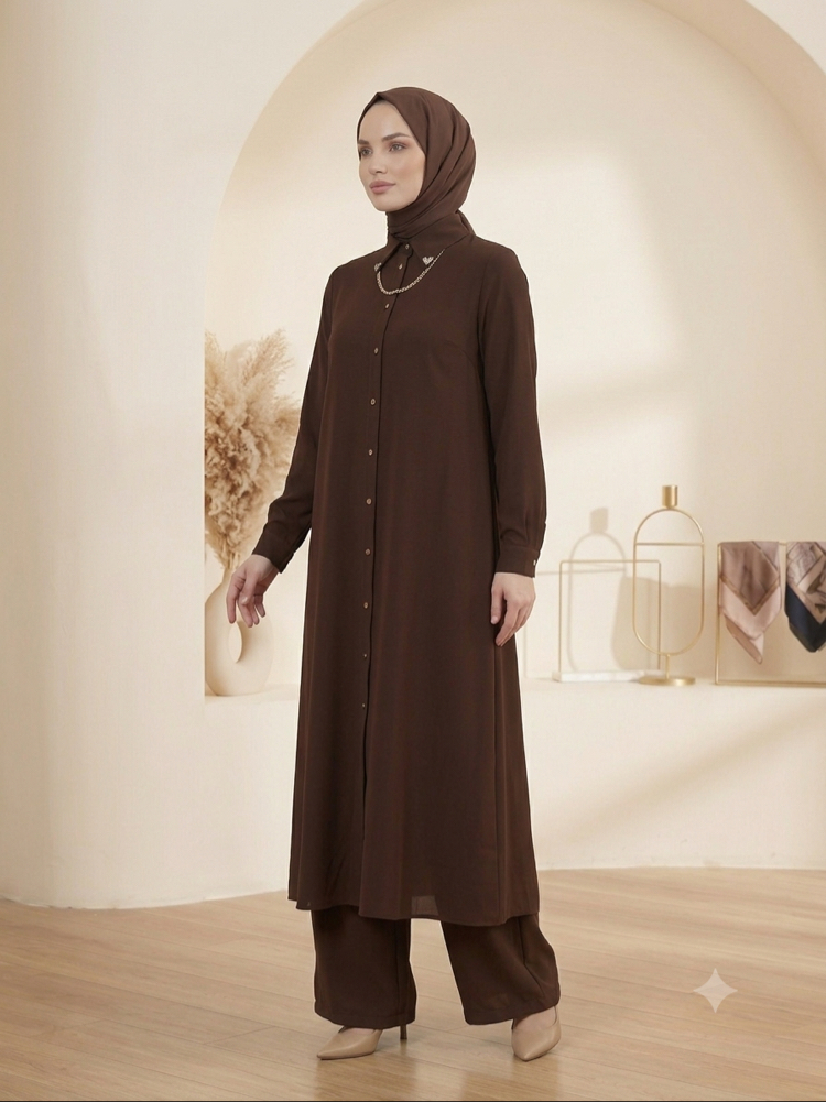 Uzun Tunik Takım Kahve / 56242