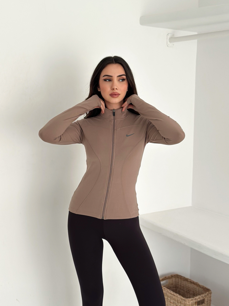 Nike Nubuk Kumaş Eşofman Üstü Sütlü Kahve- 4933