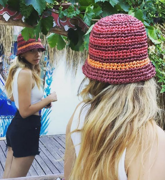 STRIPED RAFFIA BUCKET HAT-CEYLO