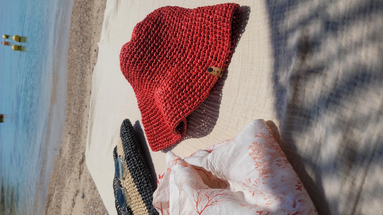 Red Crochet Bucket Hat