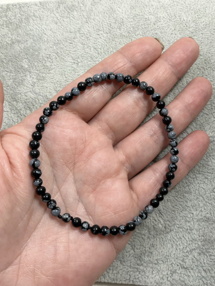 Karlı Obsidyen Erkek Bileklik 4-5 mm (AURA SHIELD (Aura Kalkanı)Erkek Serisi )