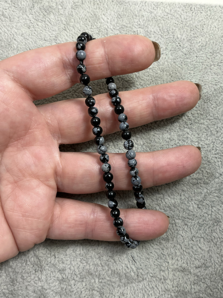 Karlı Obsidyen Erkek Bileklik 4-5 mm (AURA SHIELD (Aura Kalkanı)Erkek Serisi )