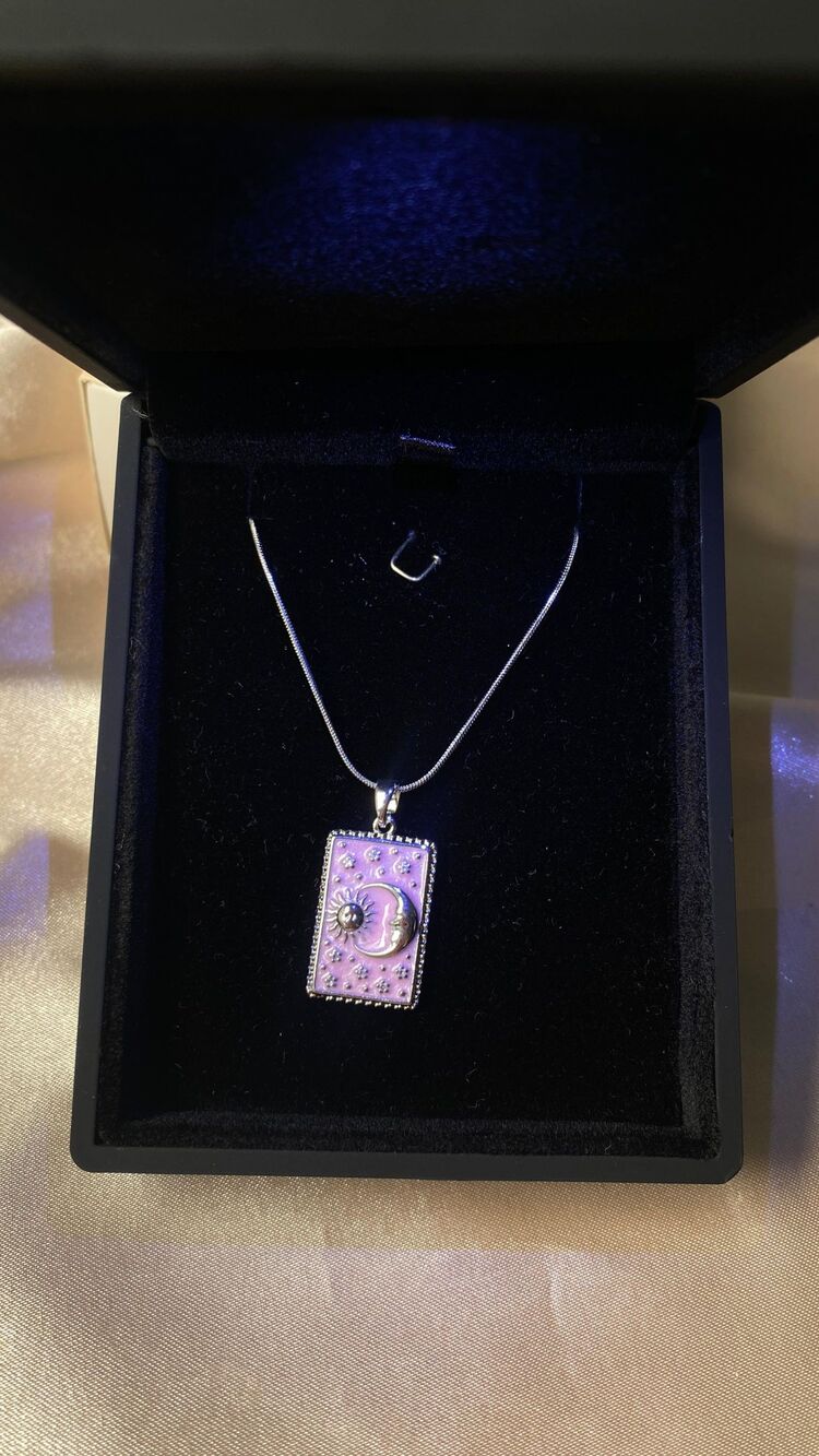 Çelik Pembe Tarot Kolye