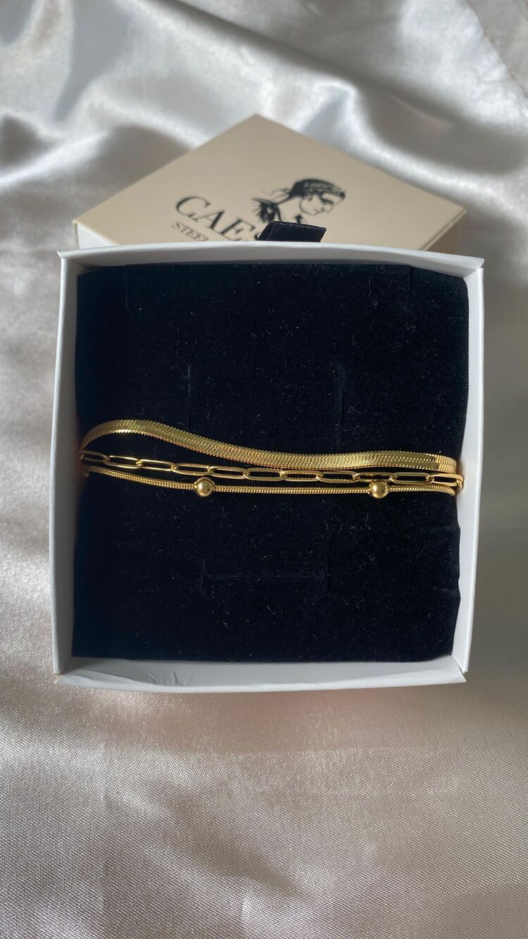 Çelik 3lü Gold Bileklik