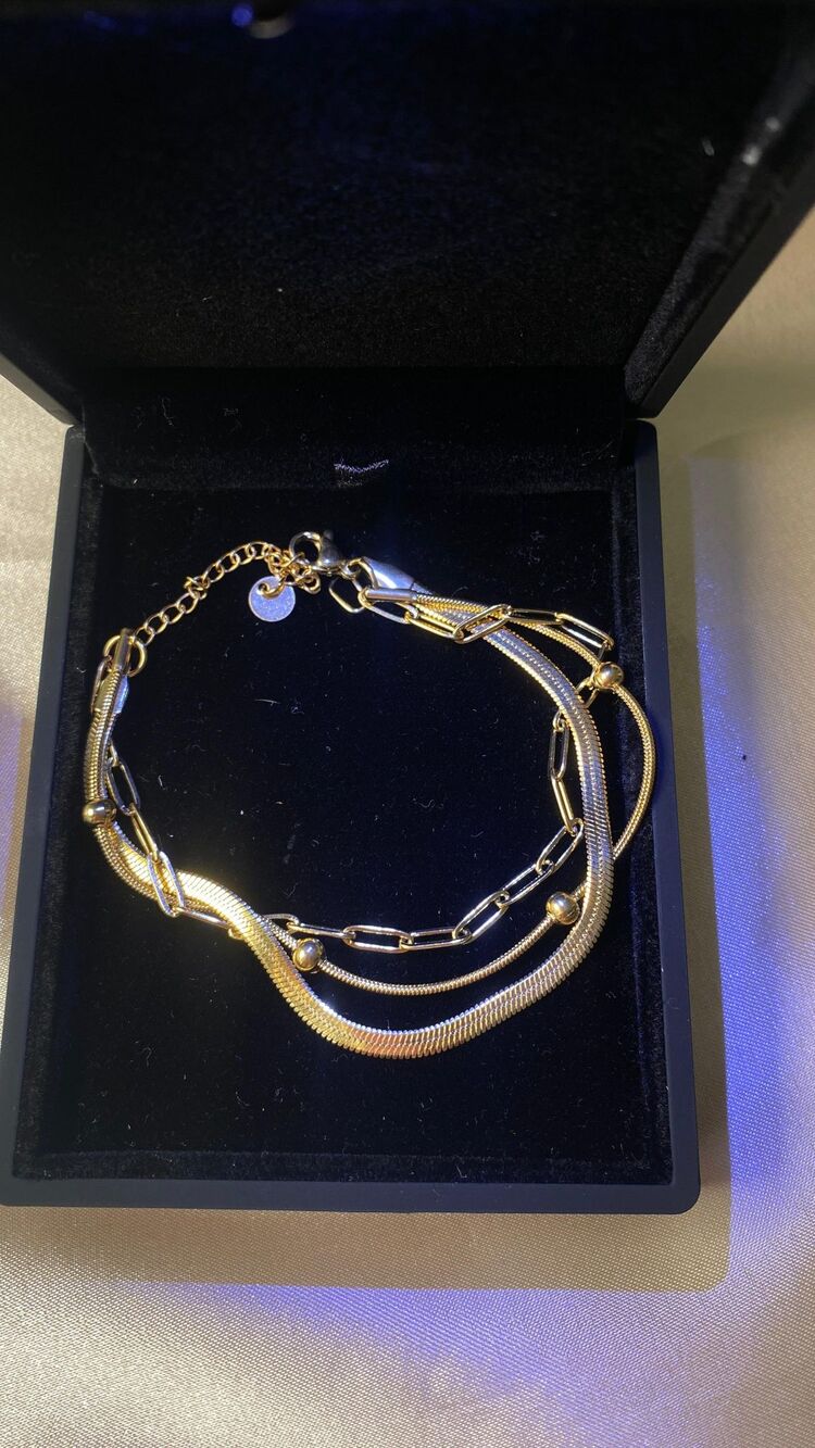 Çelik 3lü Gold Bileklik