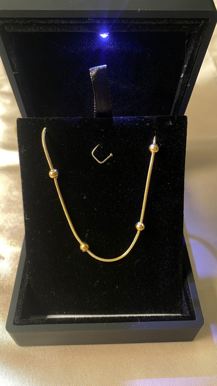 Çelik Top Detay Gold Kolye