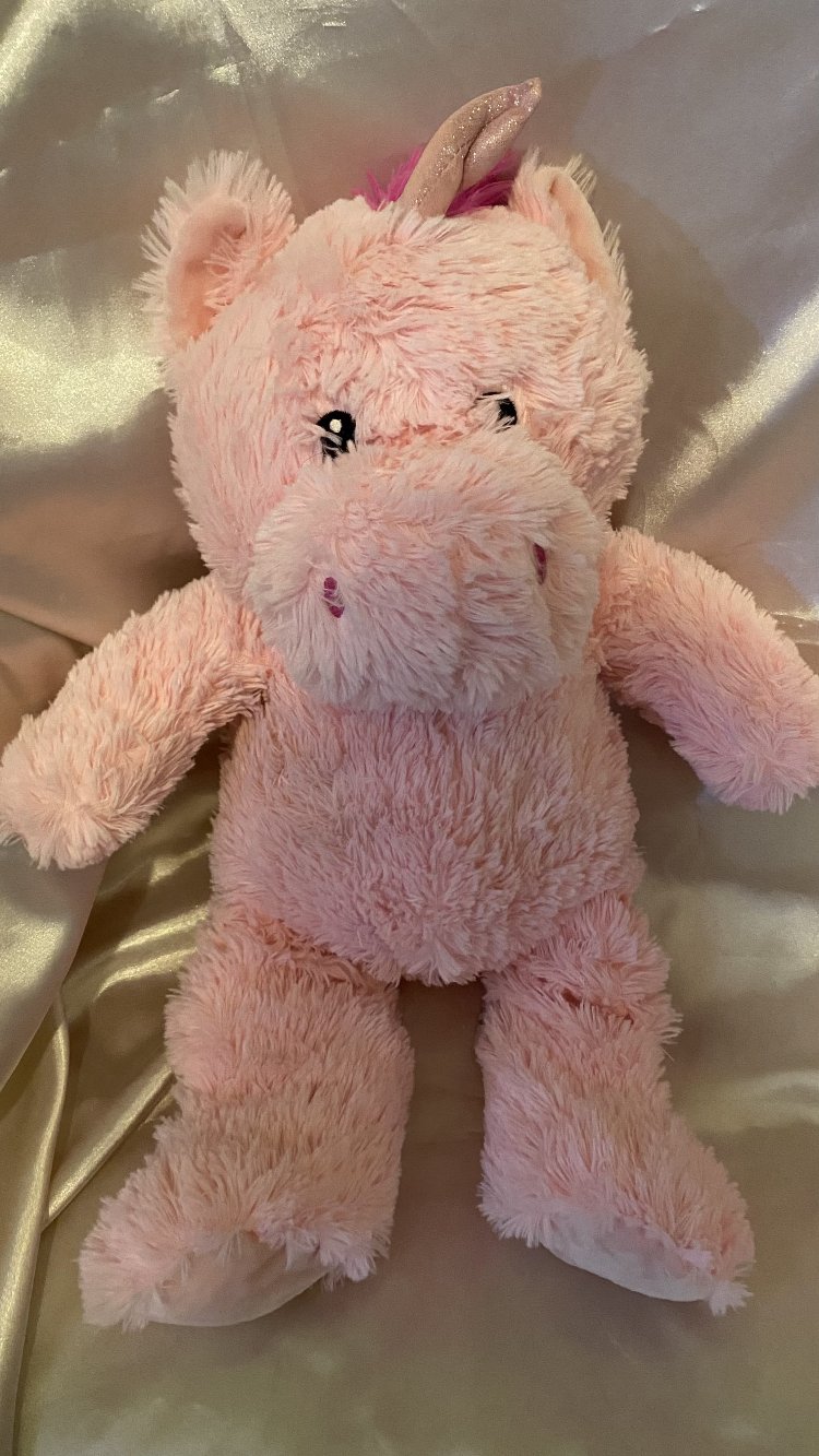 Pembe ithal peluş unicorn + 100 dilde seni seviyorum kolyesi