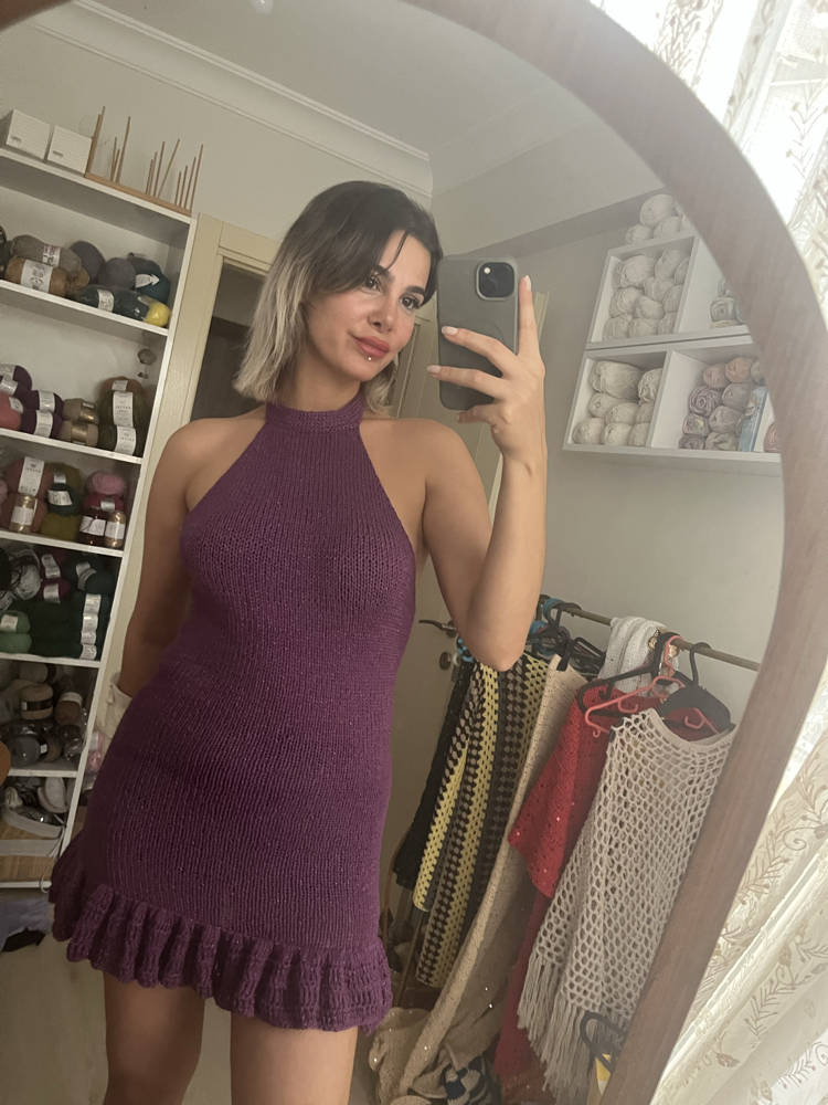 Pattern (fırfırlı halter yaka elbise) s ve m bedene uygun 