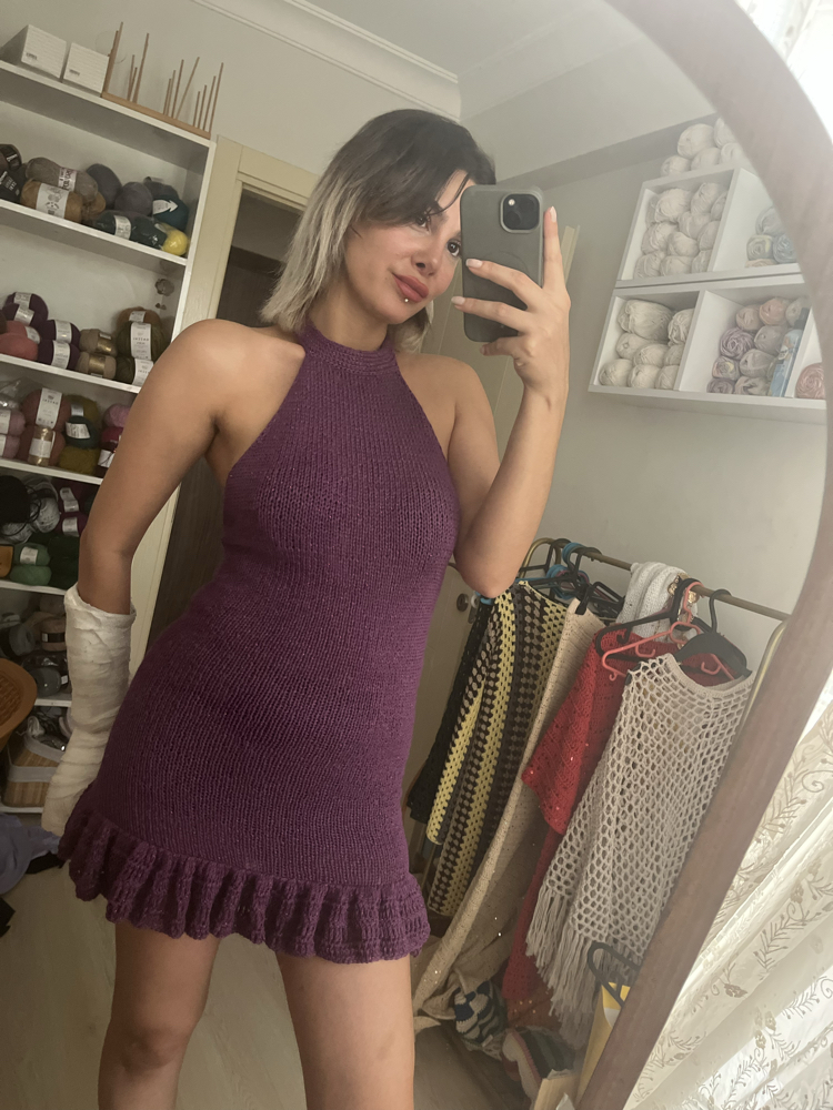 Pattern (fırfırlı halter yaka elbise) s ve m bedene uygun 