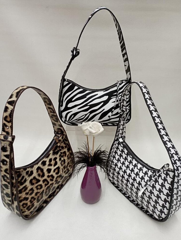 Zebra ve leopar desenli kol çantası
