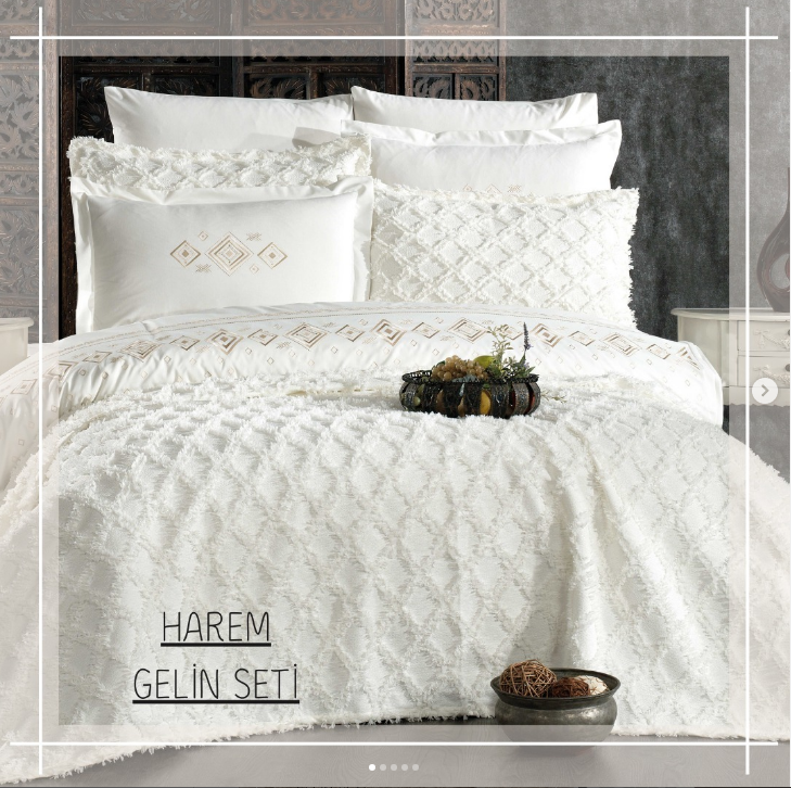 Çapa Home Harem Şönil Yatak Örtüsü - Krem ( 3 parça )
