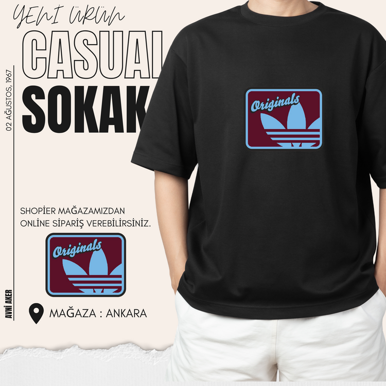 ORIGINALS BORDO MAVİ T-SHİRT