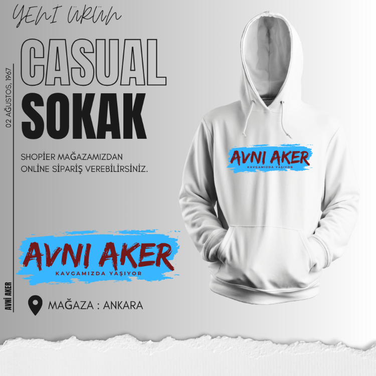 ''Avni Aker Kavgamızda Yaşıyor - Beyaz Sweatshirt ''