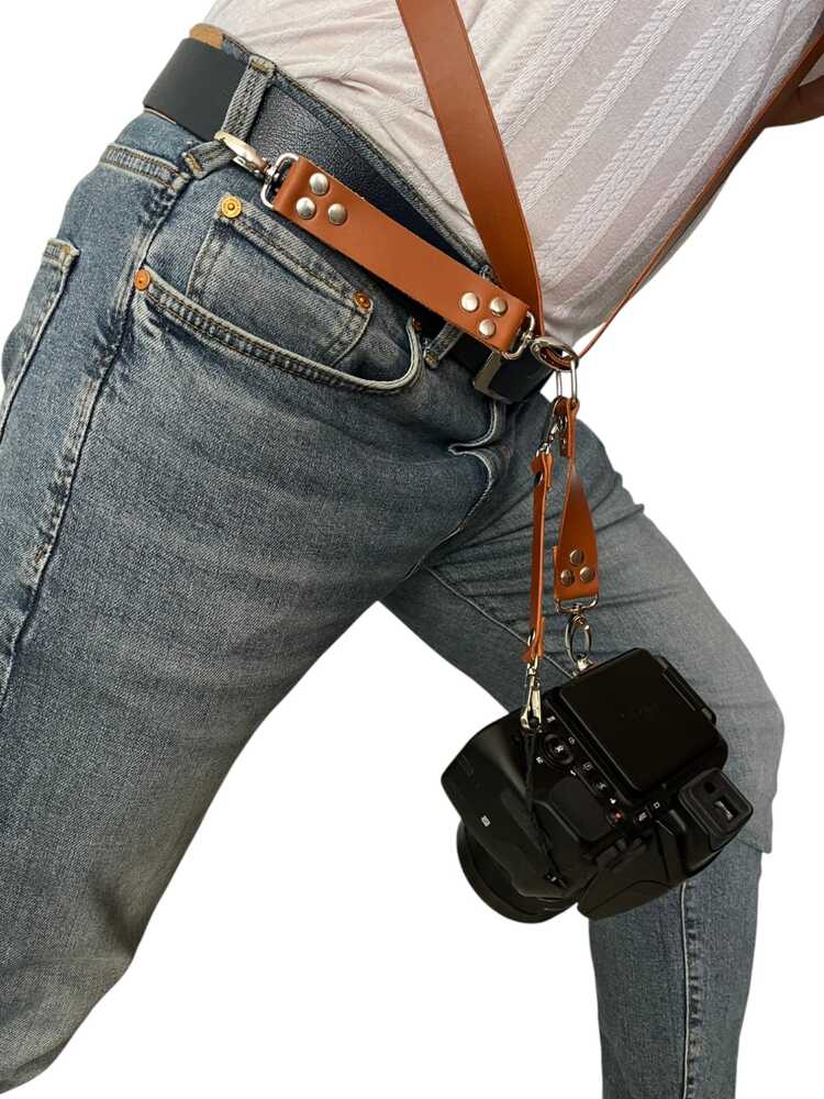 Konyak rengi Fotoğraf makinesi tek taraflı omuz askısı