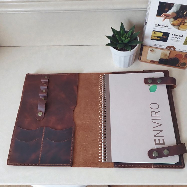 A4 organizer hakiki deriden el yapımı 