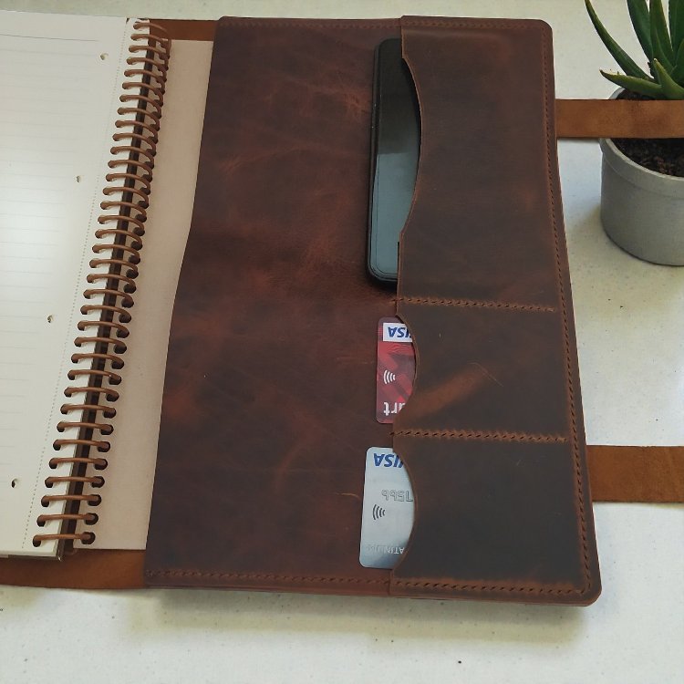 A4 organizer hakiki deriden el yapımı 