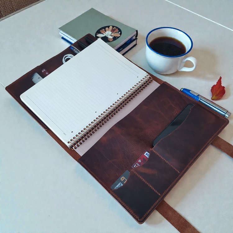 A4 organizer hakiki deriden el yapımı 
