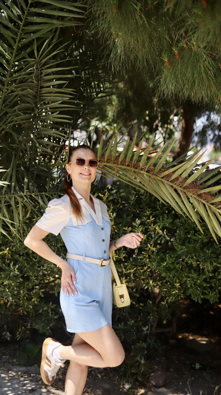 Tensel Denim Detaylı Tulum