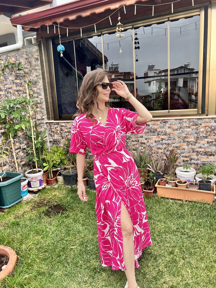 Kruvaze Elbise & Kimono Pembe