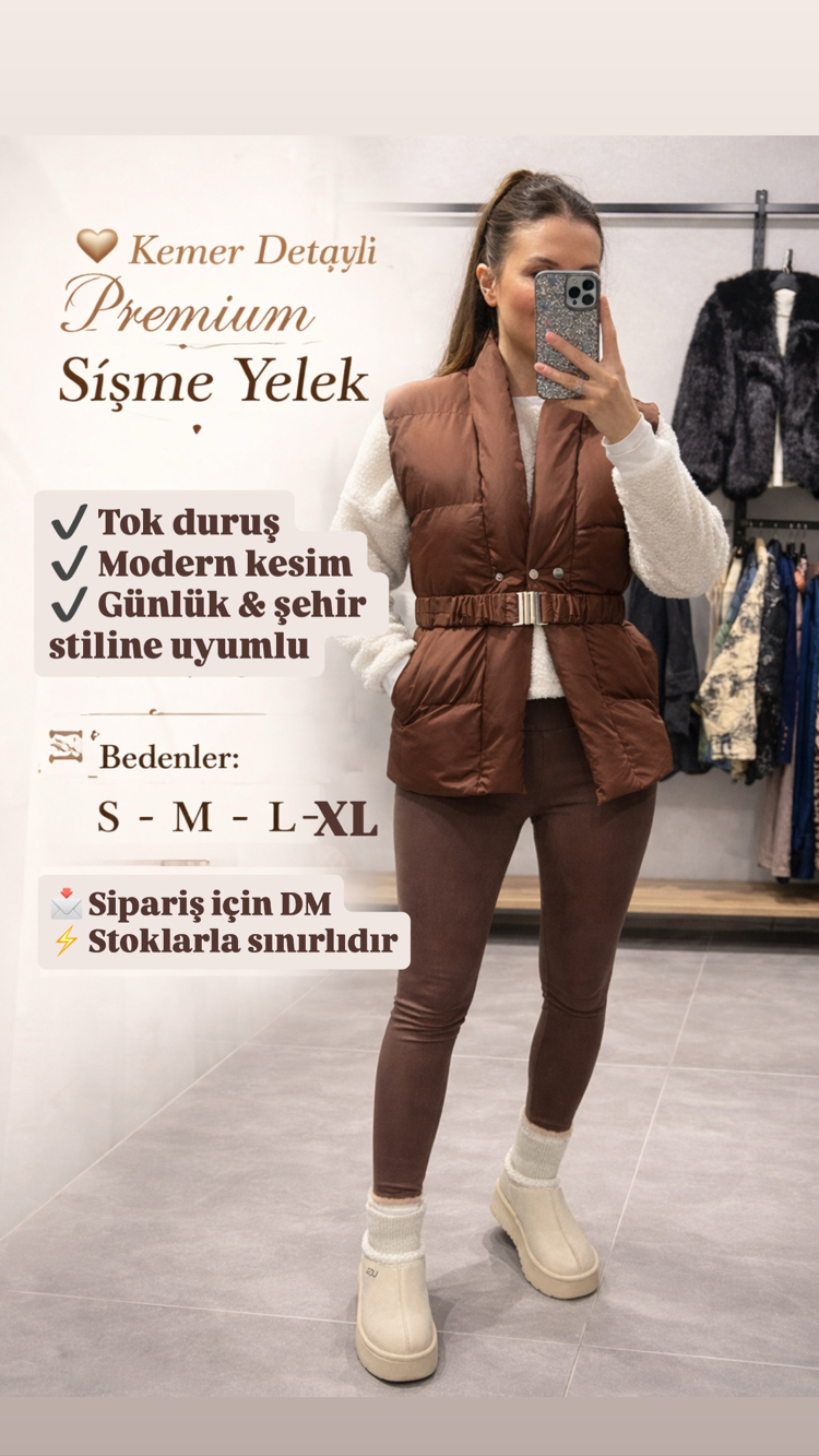 Kahve şişme yelek