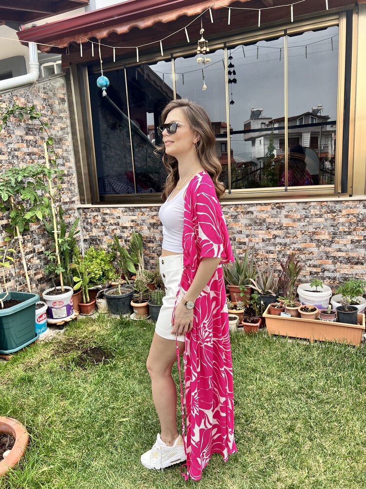 Kruvaze Elbise & Kimono Pembe
