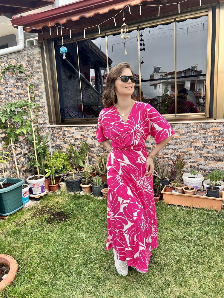 Kruvaze Elbise & Kimono Pembe