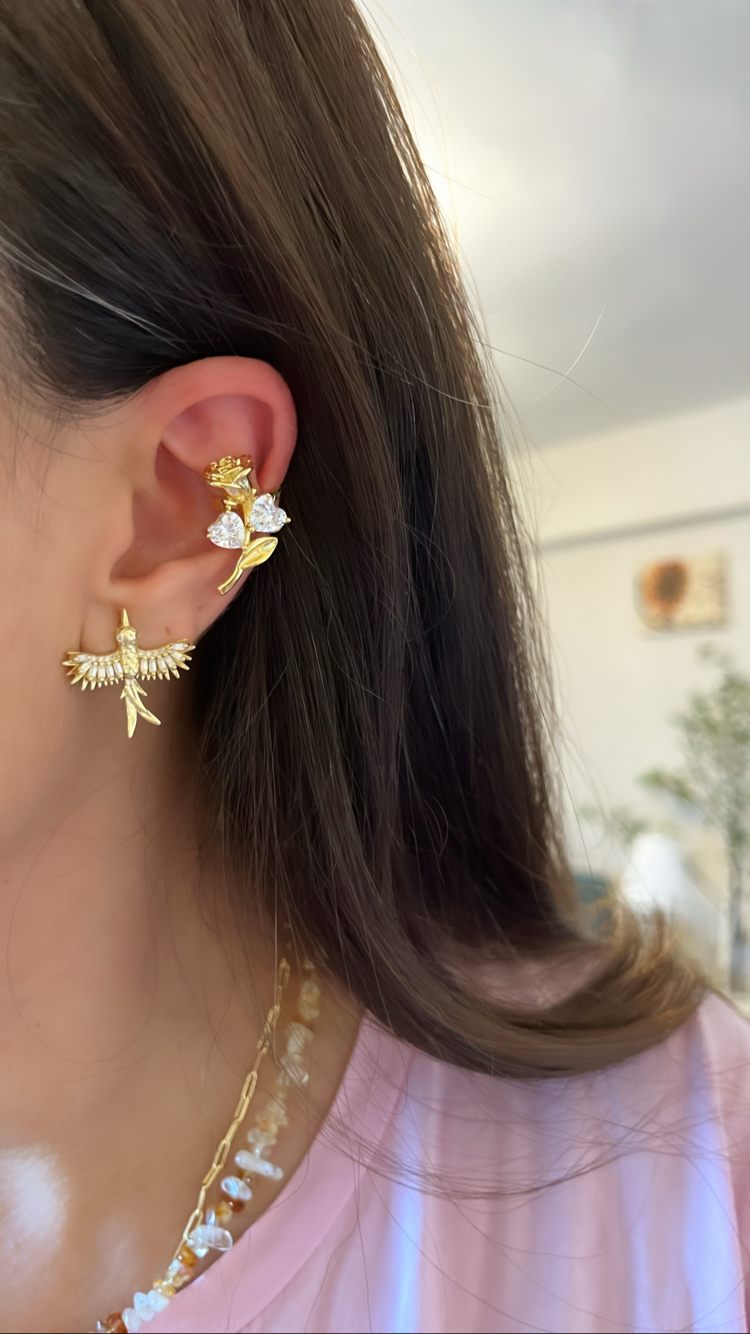 Gül earcuff (kıkırdak küpe -kulak deliğine gerek yok)