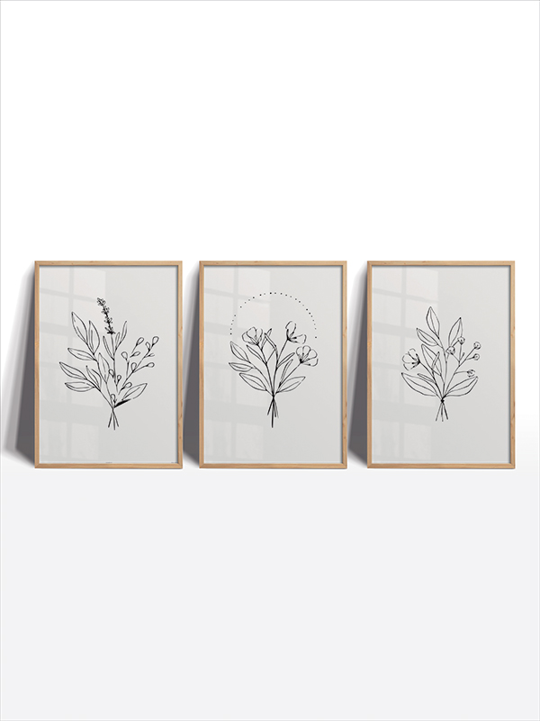 Minimalist Botanik Çizim Çerçeveli Tablo Seti