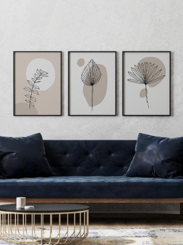 Minimalist Bitki Çizimleri Çerçeveli Tablo Seti