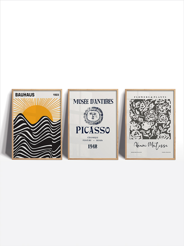 Ünlü Sanat Çerçeveli Poster Seti - Bauhaus, Picasso, Matisse