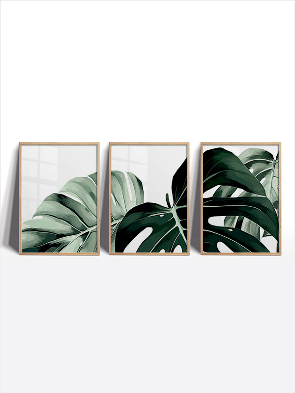 Monstera Yaprağı Çerçeveli Tablo Seti