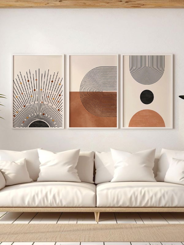 Geometrik Sanat: Minimalist Üçlü Tablo Seti