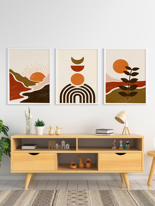 Minimalist ve Modern Soyut Çerçeveli Tablo Seti