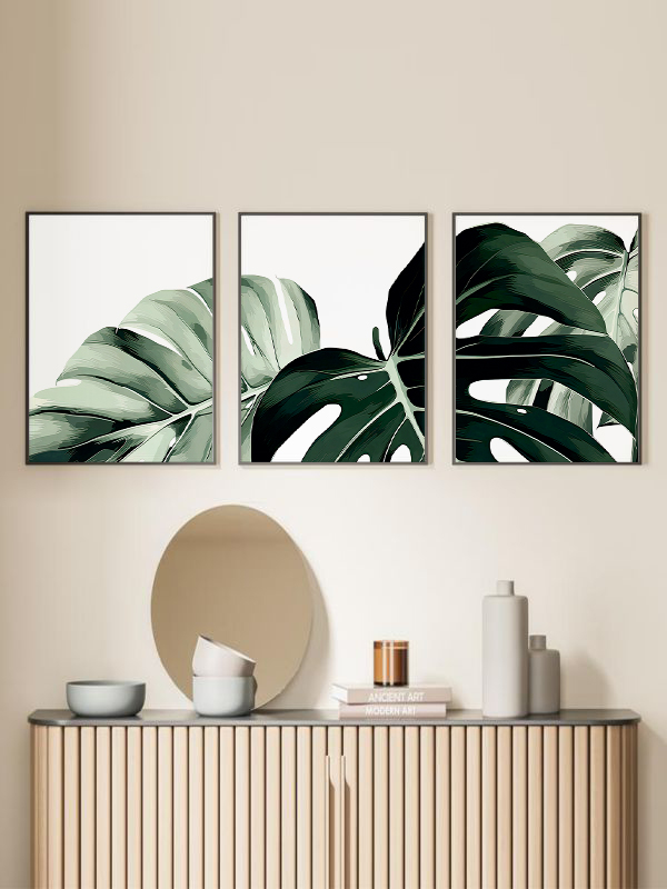 Monstera Yaprağı Çerçeveli Tablo Seti